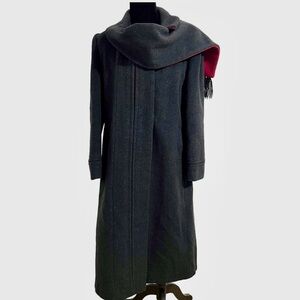 Vintage Karen Petites Long Gray Cashmere Wool Coat M